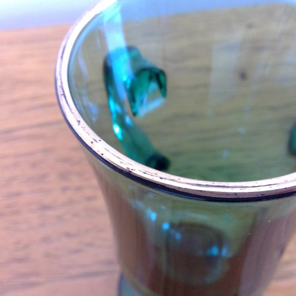 S/4 Gold-rimmed Green Vintage Libbey Irish Coffee Pedestal Mugs, St. Patty's Day - Picture 10 of 10